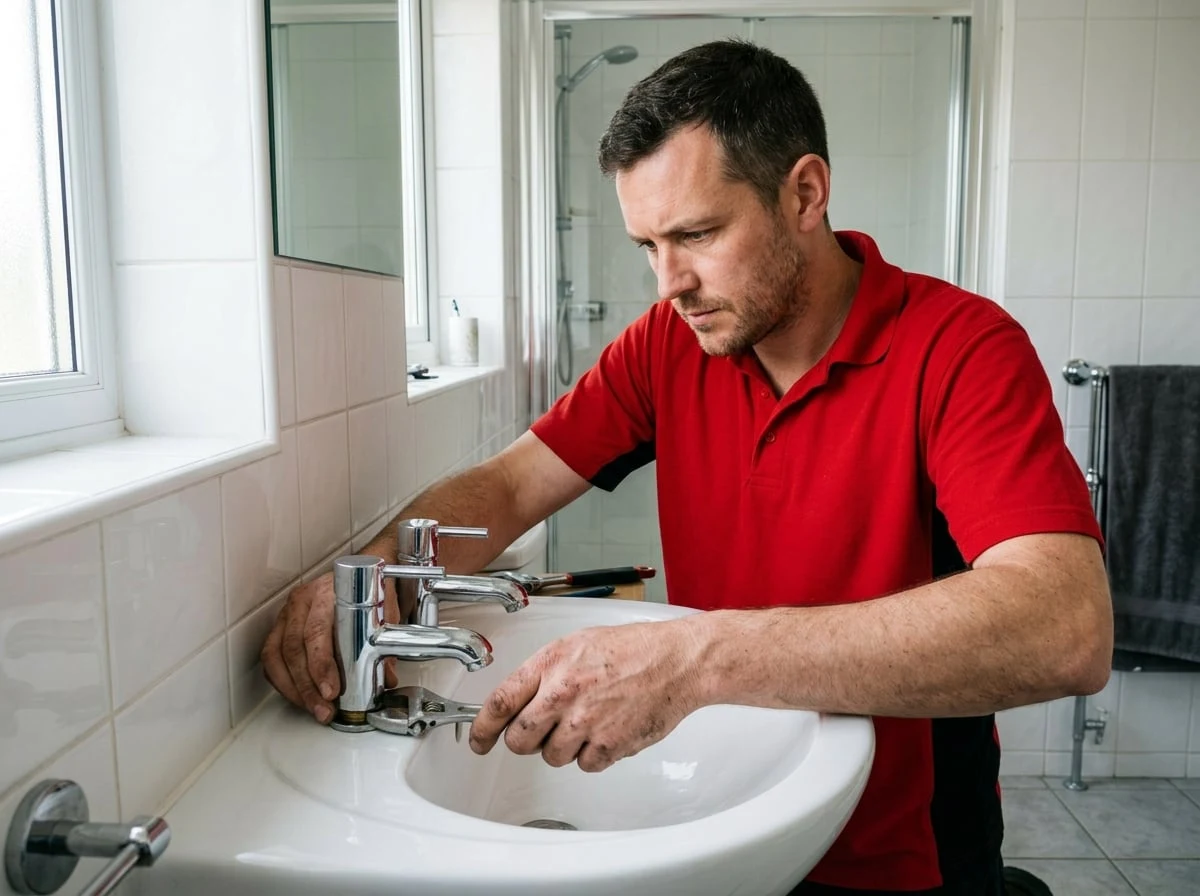 Walton Plumbers engineer fitting a new bathroom in Walton-on-Thames