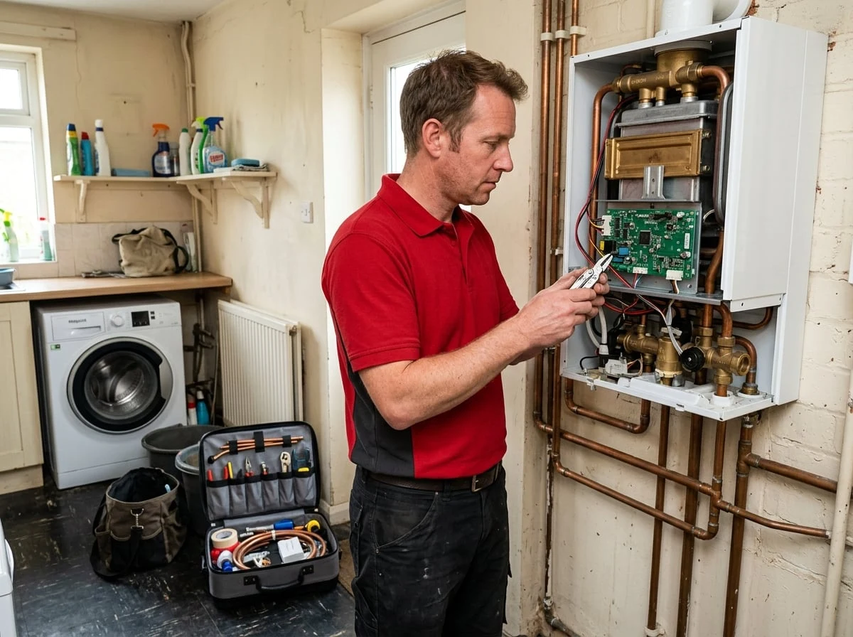 Walton Plumbers heating engineer diagnosing a combi boiler fault in Walton-on-Thames